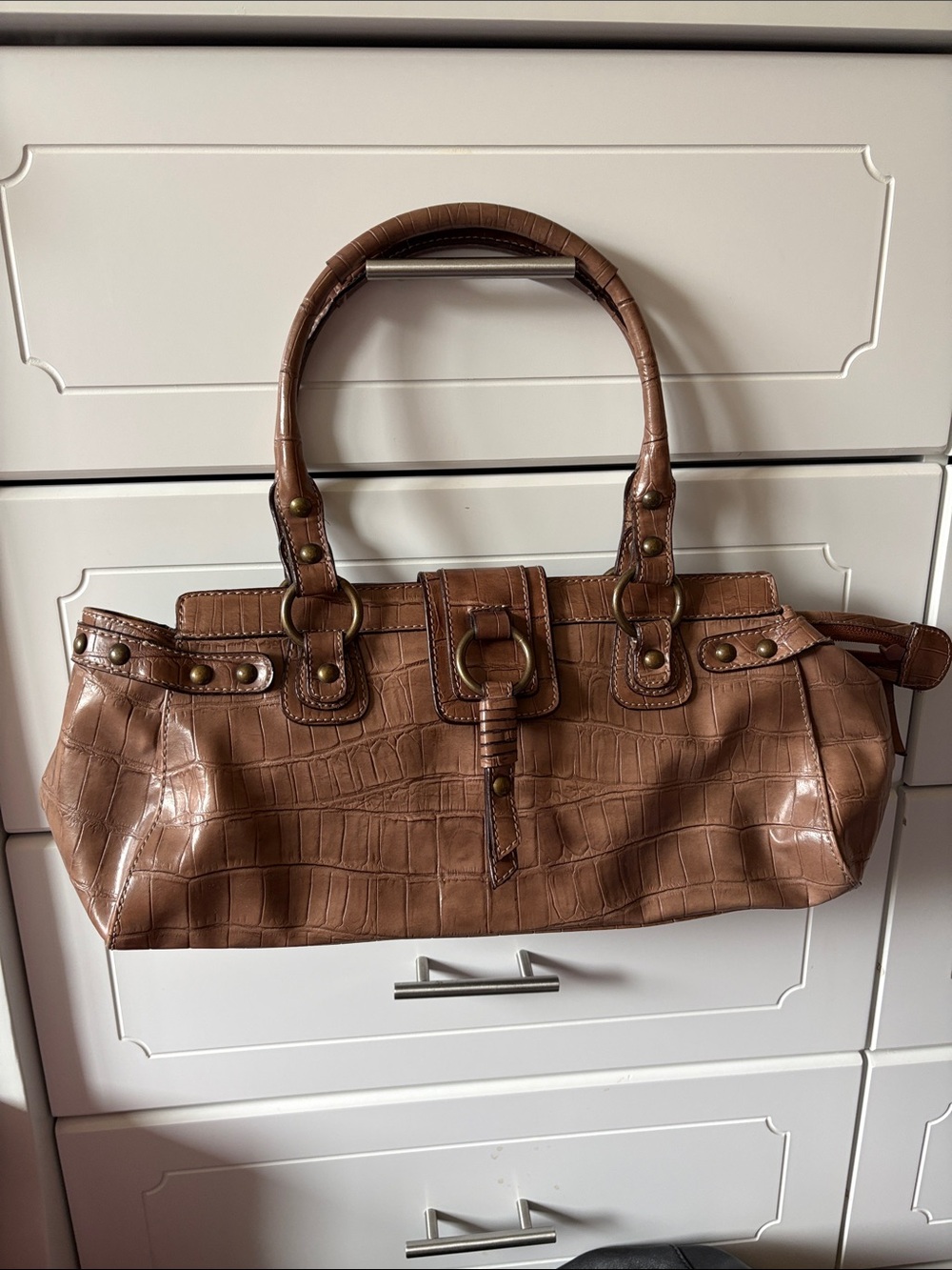 Vintage Nine West Brown Animal Print Shoulder Bag